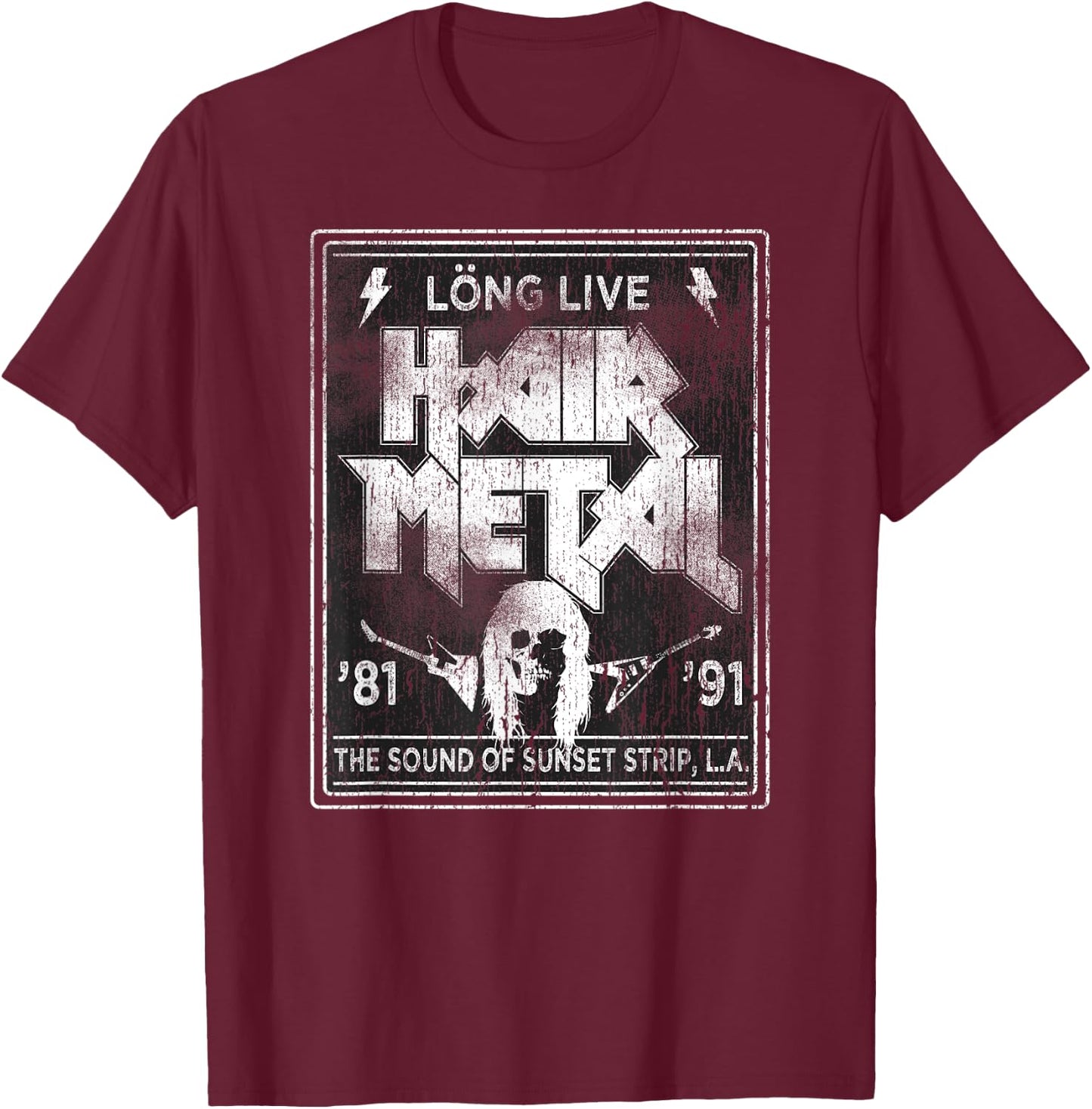Long Live Hair Metal Rock 'n' Roll Fan T-Shirt - T-Shirt | Maroon
