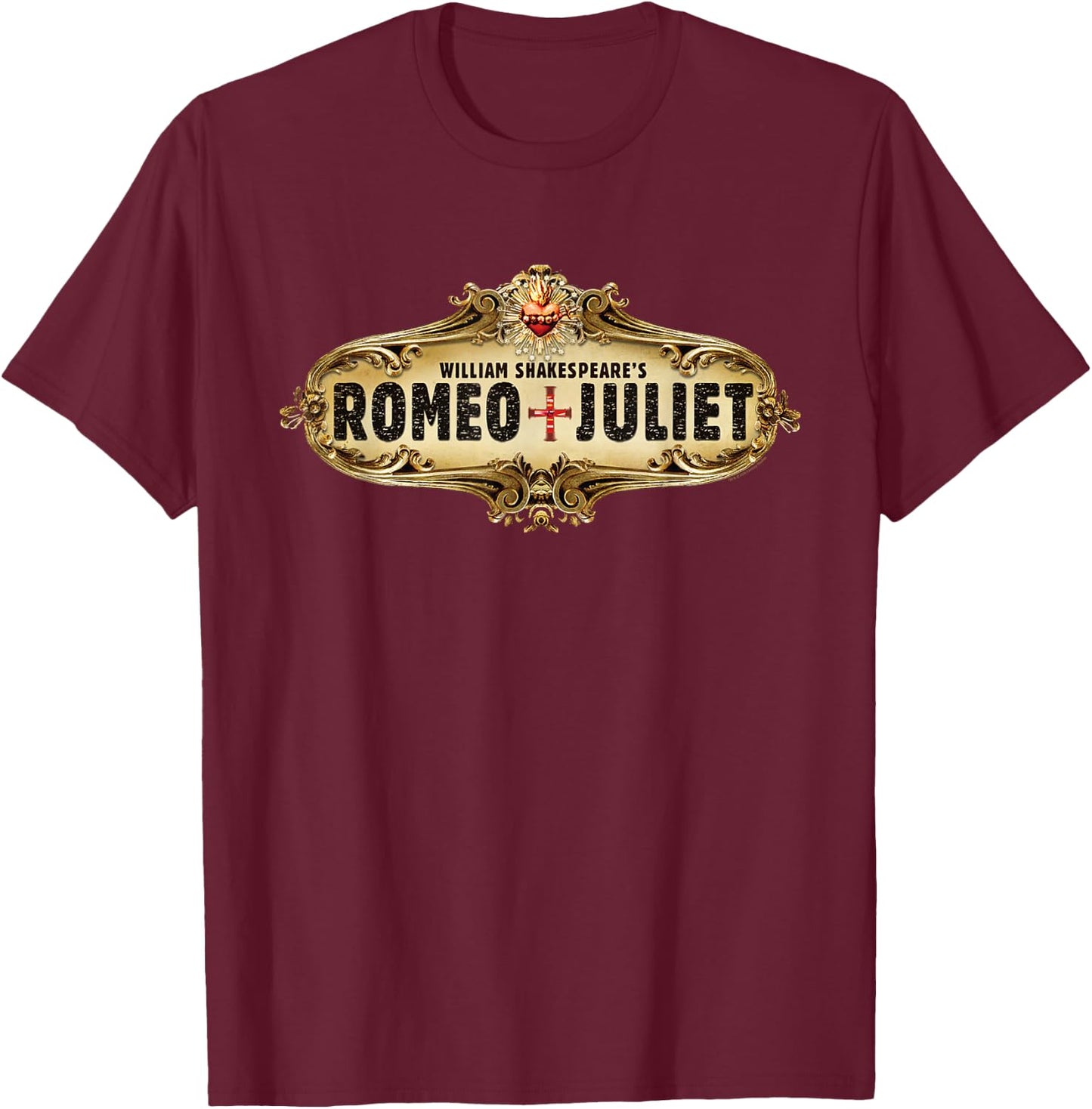 William Shakespeare's Romeo + Juliet Ornamental Movie Logo , black T-Shirt - T-Shirt | Maroon