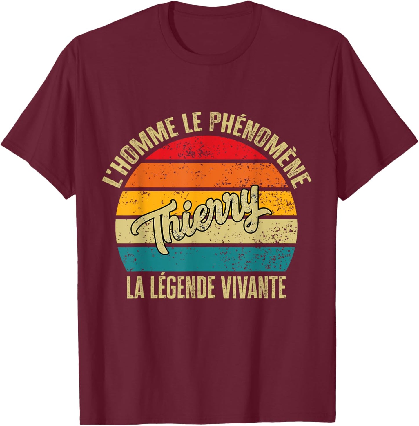 Thierry Personalised Gift Humour Man The Legend Living , Black, S T-Shirt - T-Shirt | Maroon