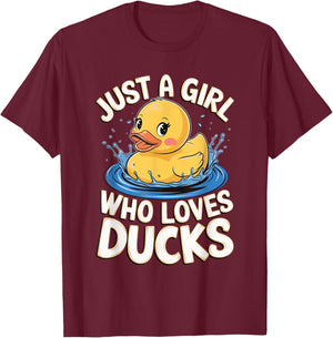 Just a girl who loves Ducks Girl T-Shirt - T-Shirt | Maroon