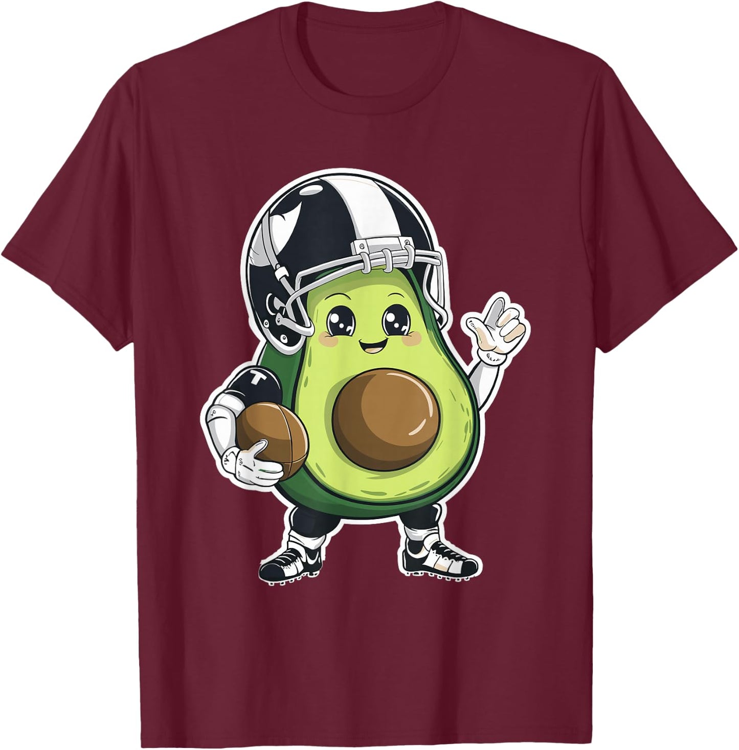 Sport Fruit Avocados Player Cute Avocado American Football T-Shirt - T-Shirt | Maroon