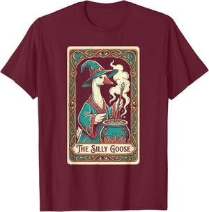 The Silly Goose Tarot Card Magic Wizard Meme T-Shirt - T-Shirt | Maroon