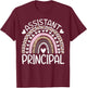Assistant Principal Back To School First Day Rainbow Leopard T-Shirt - T-Shirt | Maroon