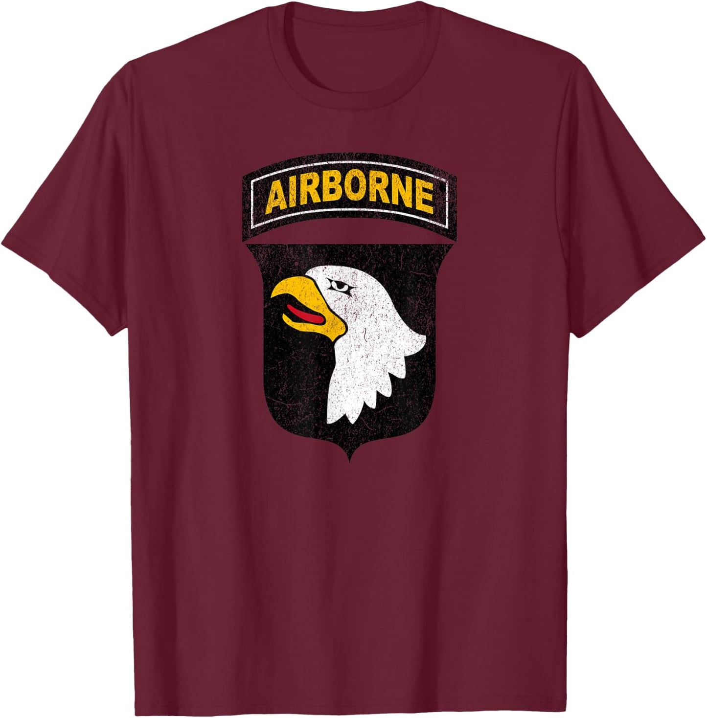 Veteran Military Patriot Distressed 101st Airborne Division T-Shirt - T-Shirt | Maroon