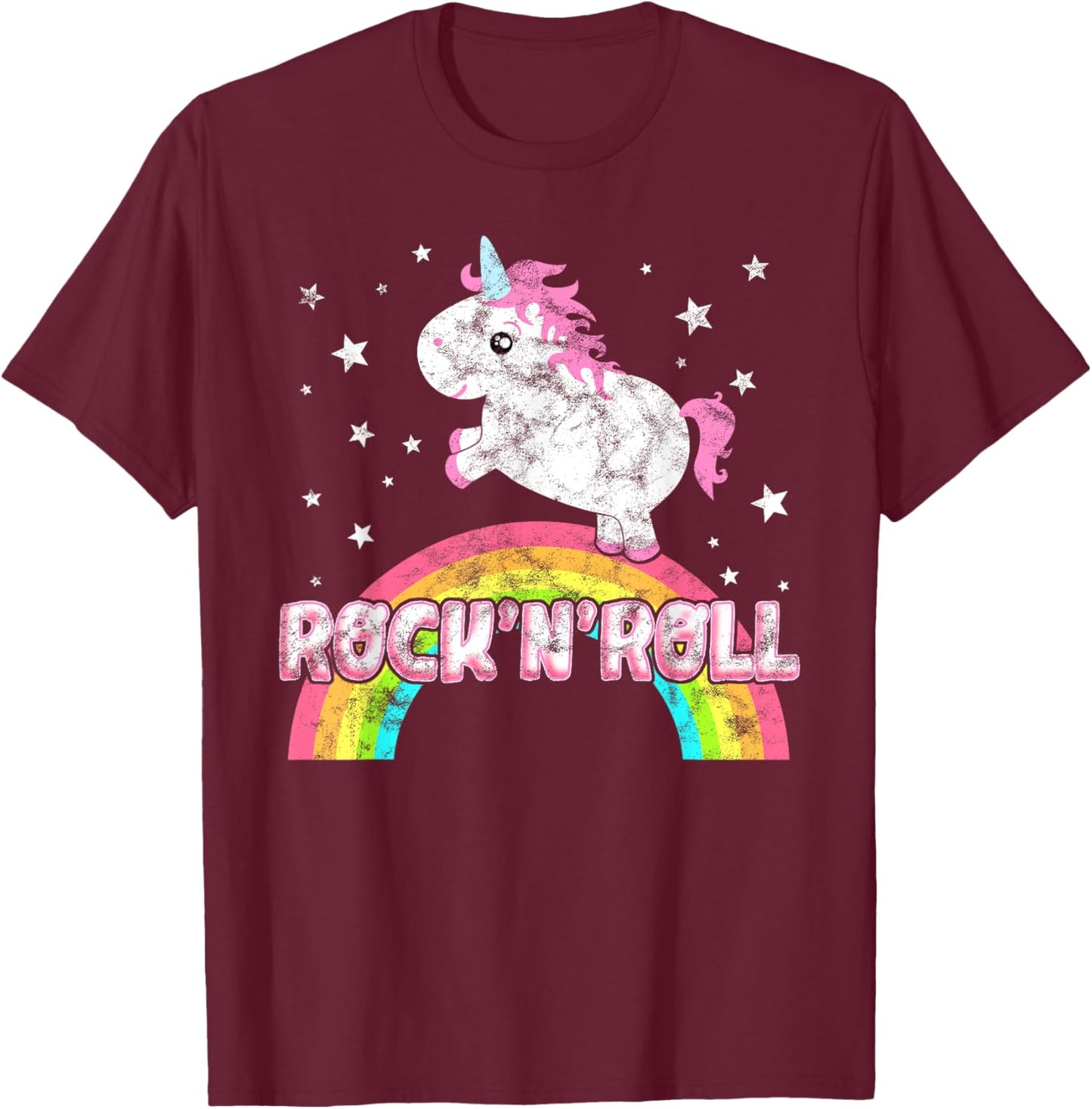 Funny Ironic Cool Unicorn Rock'n'Roll Music Festival T-Shirt - T-Shirt | Maroon