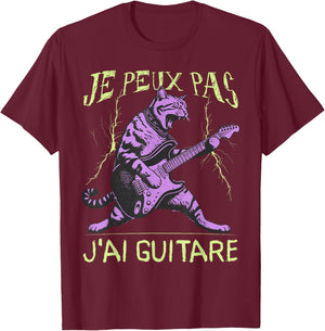 Je Peux Pas J'Ai Guitar Guitarist T-Shirt - T-Shirt | Maroon