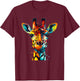 Colorful Giraffe , Small, Black T-Shirt - T-Shirt | Maroon
