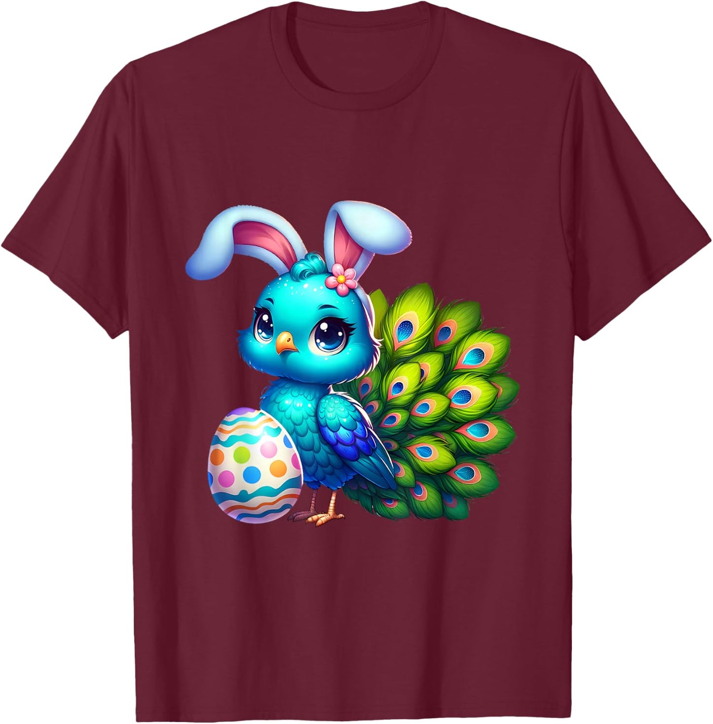 Funny Easter Peacock Lover Egg Eggs Bunny Rabbit Men Women T-Shirt - T-Shirt | Maroon