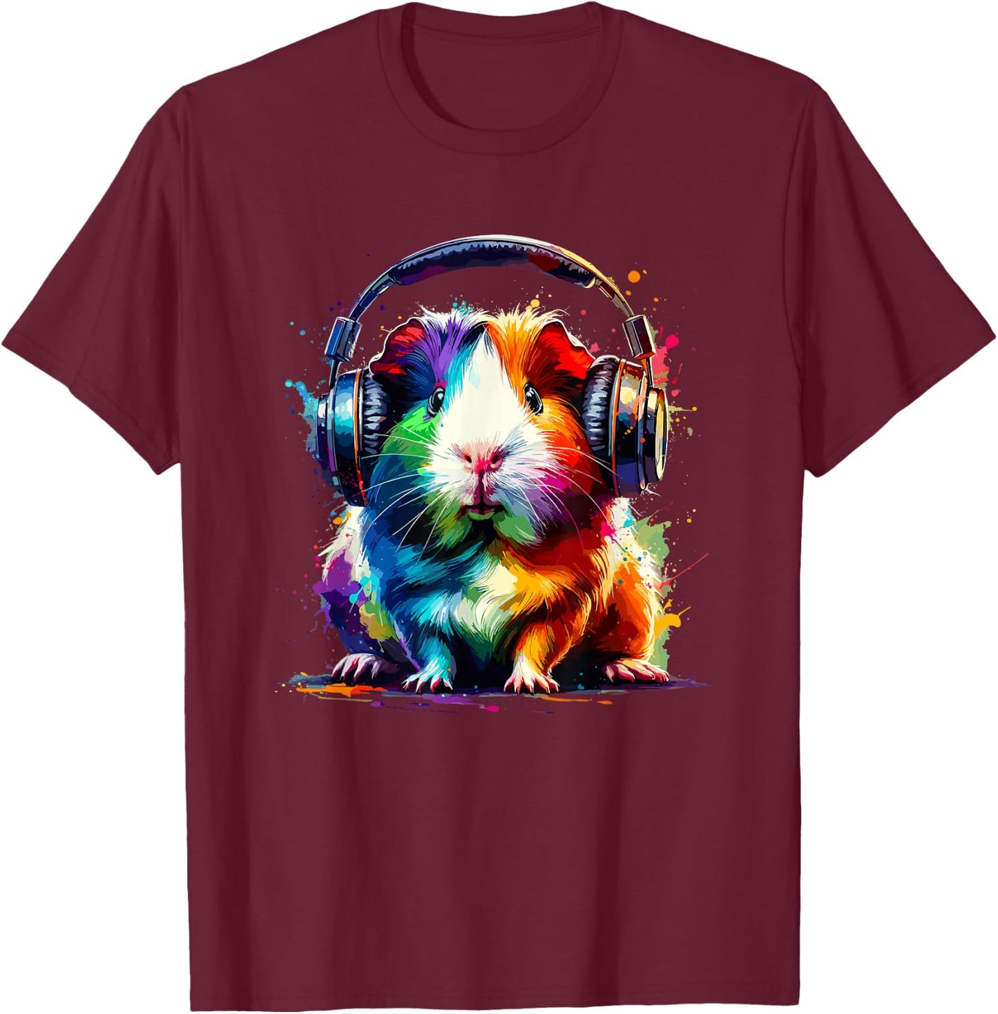 Guinea Pigs Gift A Guinea Pig Lover Colourful Splash Art Guinea Pig Lovers Guinea Pig T-Shirt - T-Shirt | Maroon
