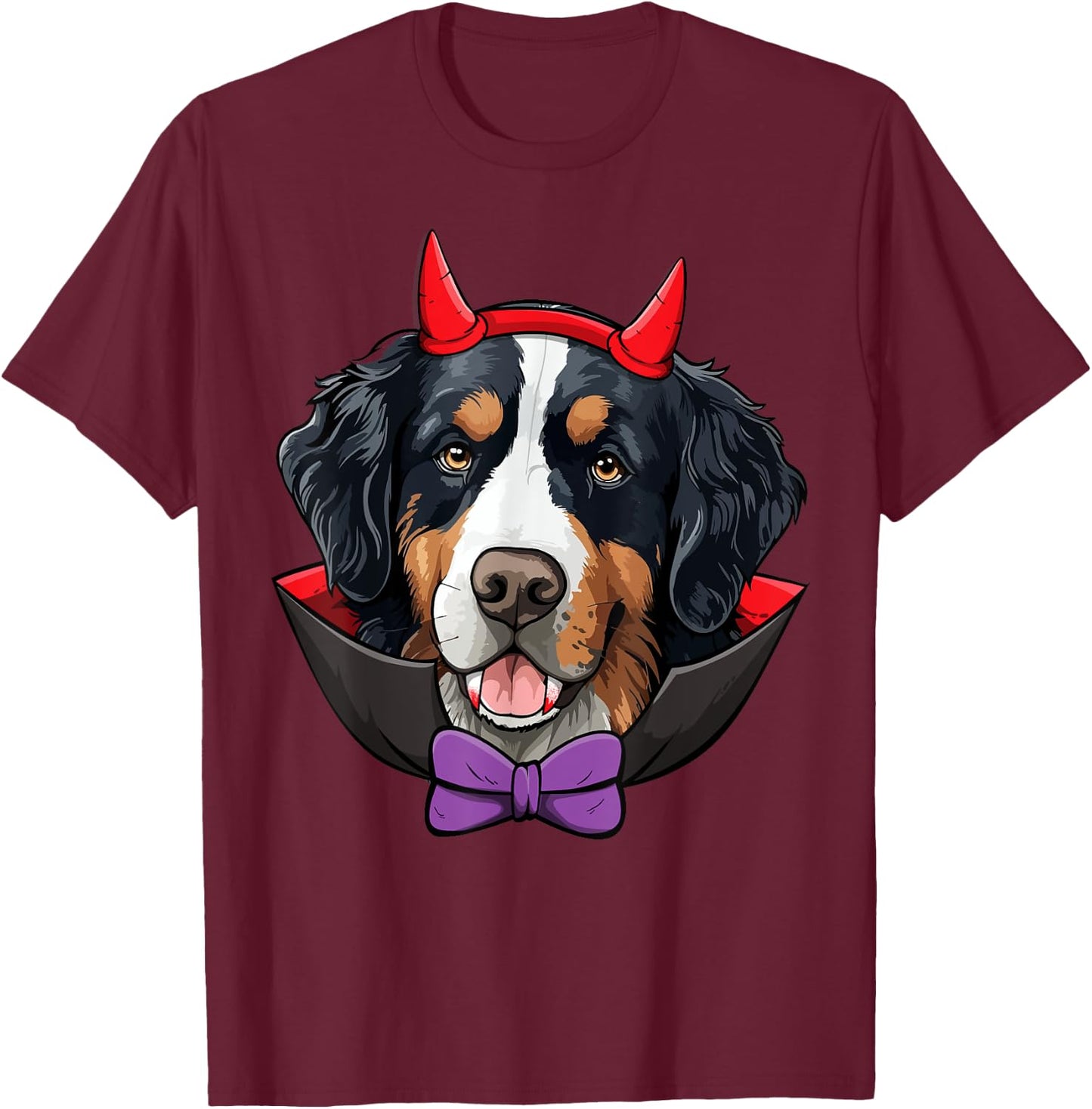 Bernese Mountain Dog Vampire Halloween Costume T-Shirt - T-Shirt | Maroon