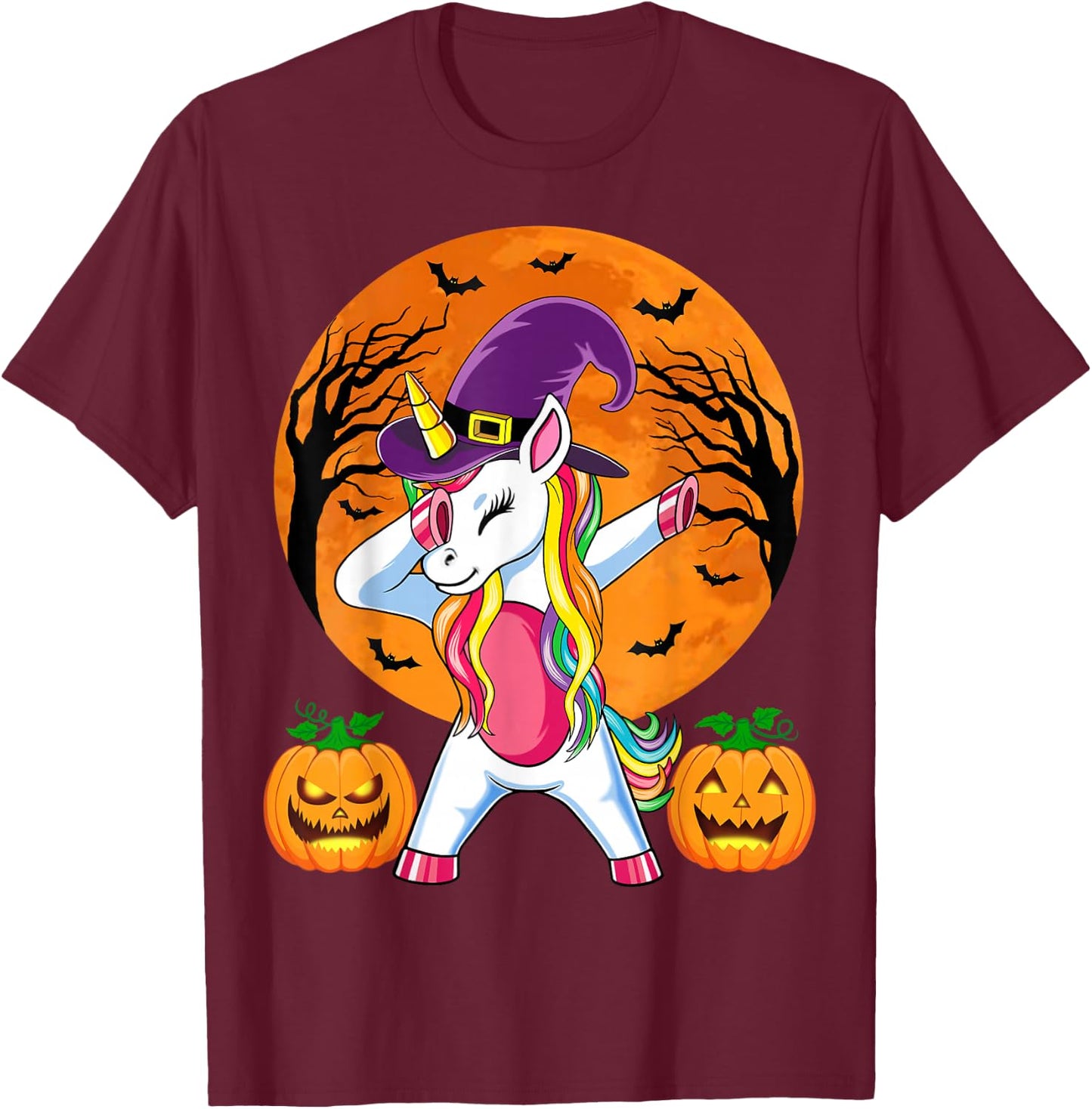 Süße Hexe Einhorn Halloween Witchy Unicorn Kürbis Mädchen T-Shirt - T-Shirt | Maroon