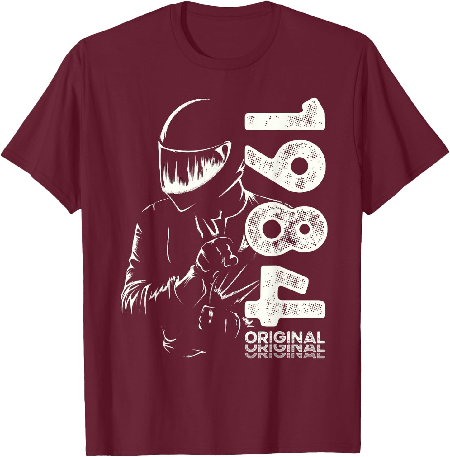 40th Birthday Man Motorcycle Biker Biker 1984 , Black, S T-Shirt - T-Shirt | Maroon