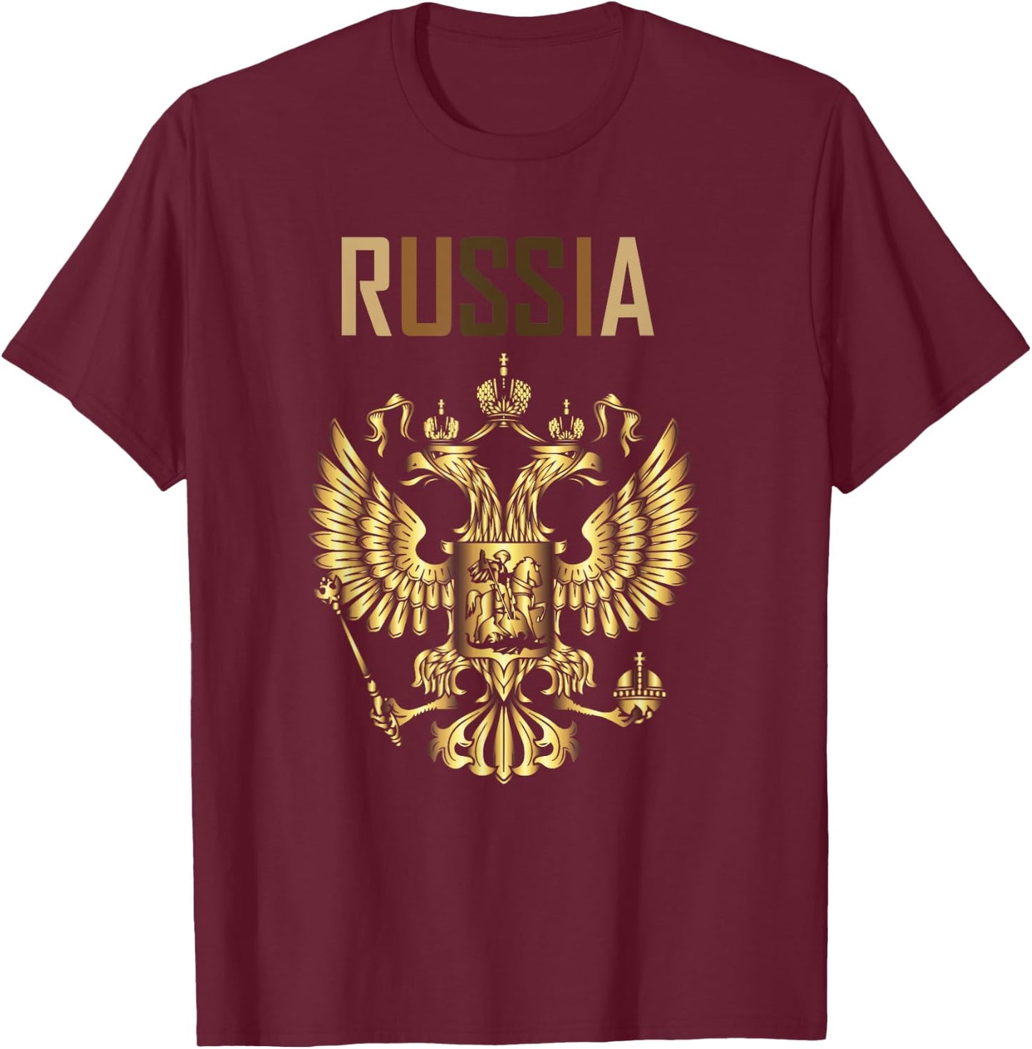Russia Emblem | Russian Eagle | Russian Flag T-Shirt - T-Shirt | Maroon