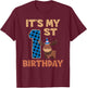 It's My 1st Birthday Cute Baby Moose 1 Year Old Boy T-Shirt - T-Shirt | Maroon