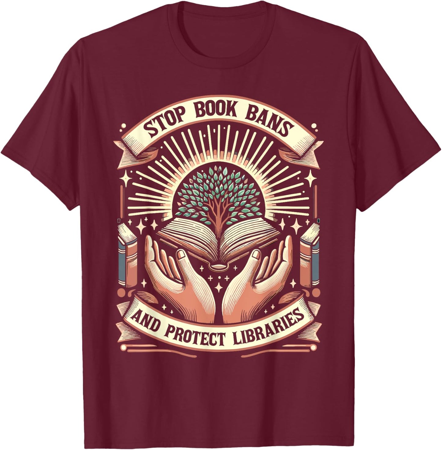 Banned Books Librarian Reading T-Shirt - T-Shirt | Maroon