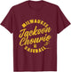 Jackson Chourio Milwaukee Baseball Vintage Curisve MLBPA T-Shirt - T-Shirt | Maroon