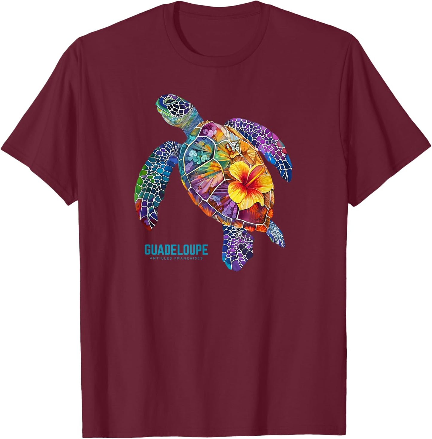 Holiday Guadeloupe Caribbean Sea Turtle French West Indies T-Shirt - T-Shirt | Maroon