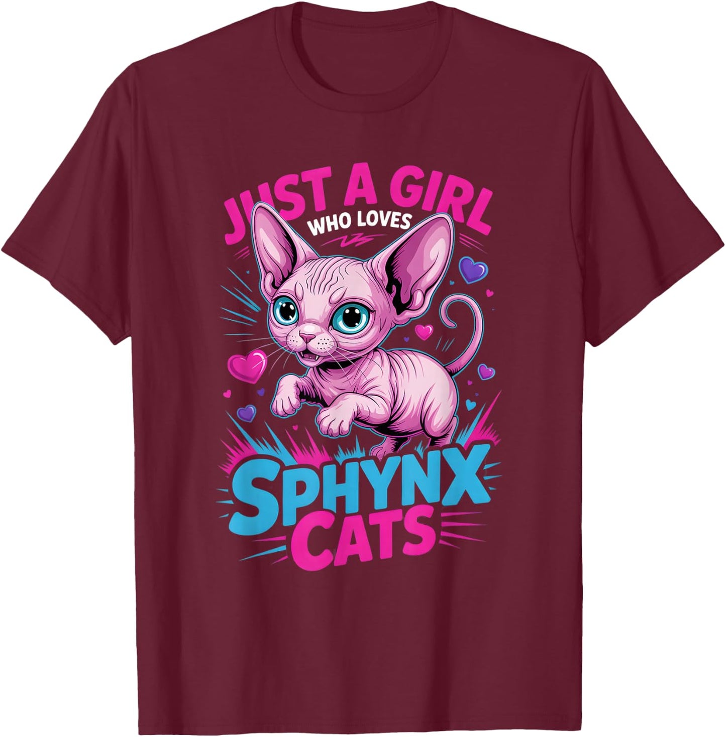 Girls Sphynx Cat T-Shirt - T-Shirt | Maroon