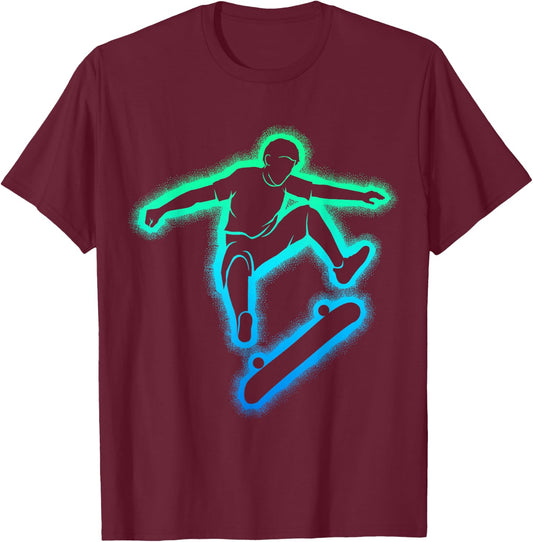 Skateboard Skateboarder Skater Boys Kids , black T-Shirt - T-Shirt | Maroon