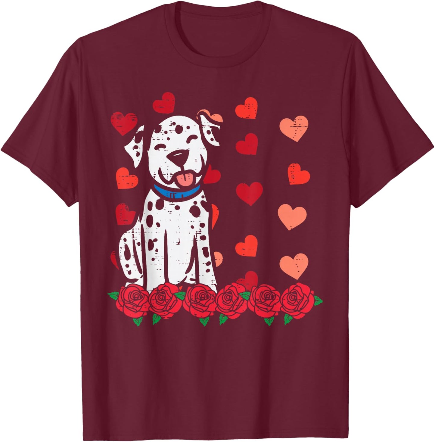 Valentines Day Dalmatian Dog Cute Men Women Kids Toddlers T-Shirt - T-Shirt | Maroon