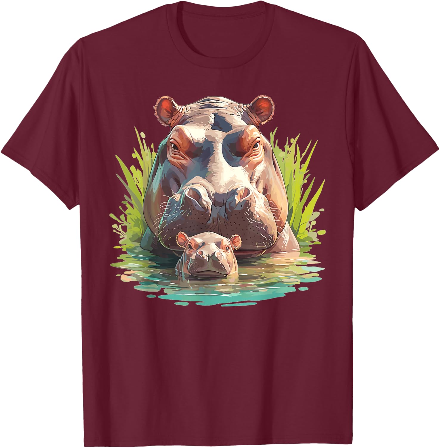 Hippos Hippo T-Shirt - T-Shirt | Maroon