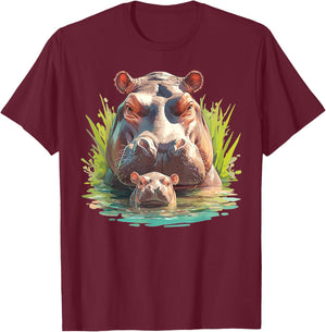 Hippos Hippo T-Shirt - T-Shirt | Maroon