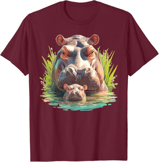 Hippos Hippo T-Shirt - T-Shirt | Maroon