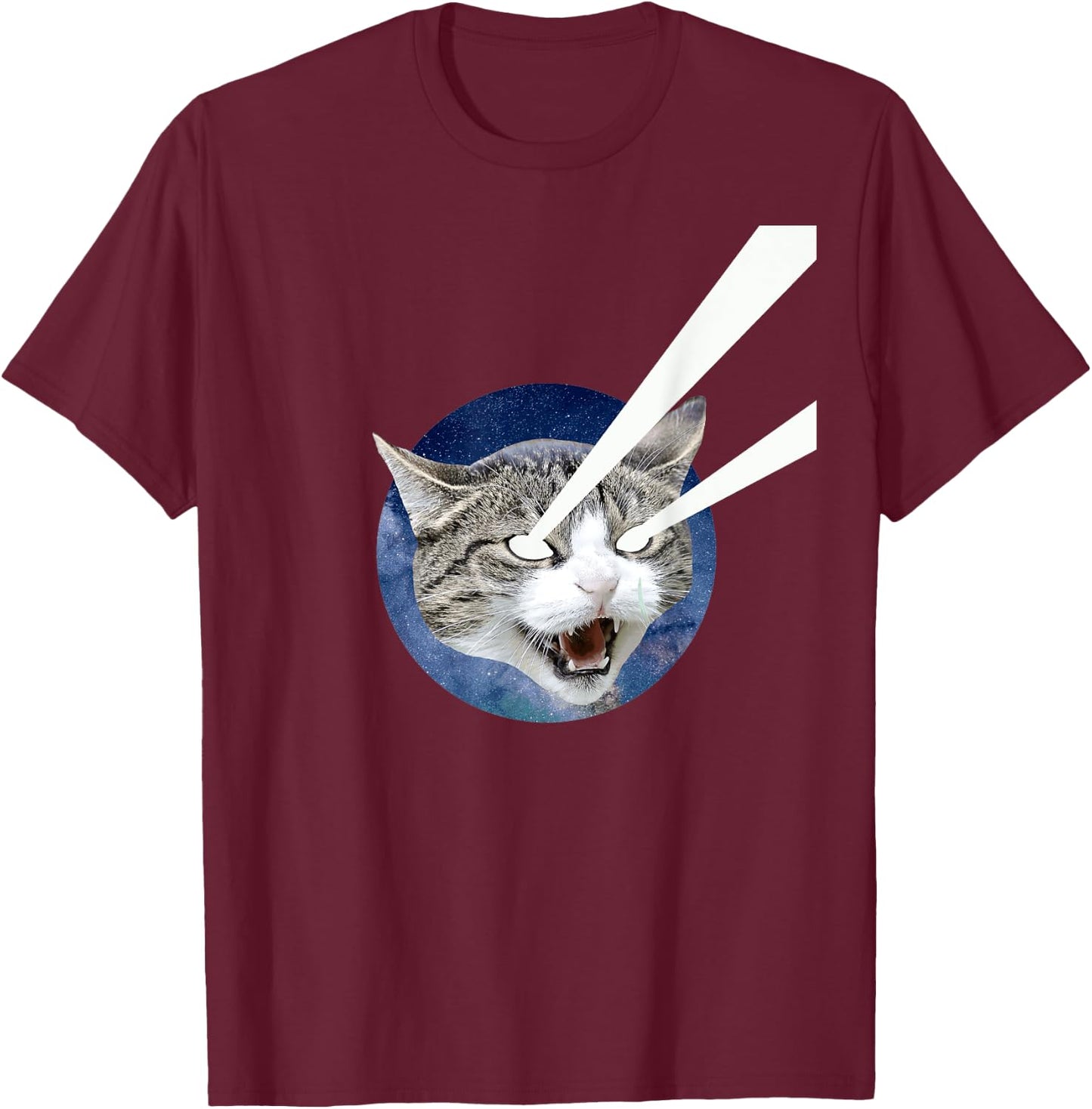 Space Cat Laser Beam Design Cat Lover Shirt Women Girls Kids T-Shirt - T-Shirt | Maroon