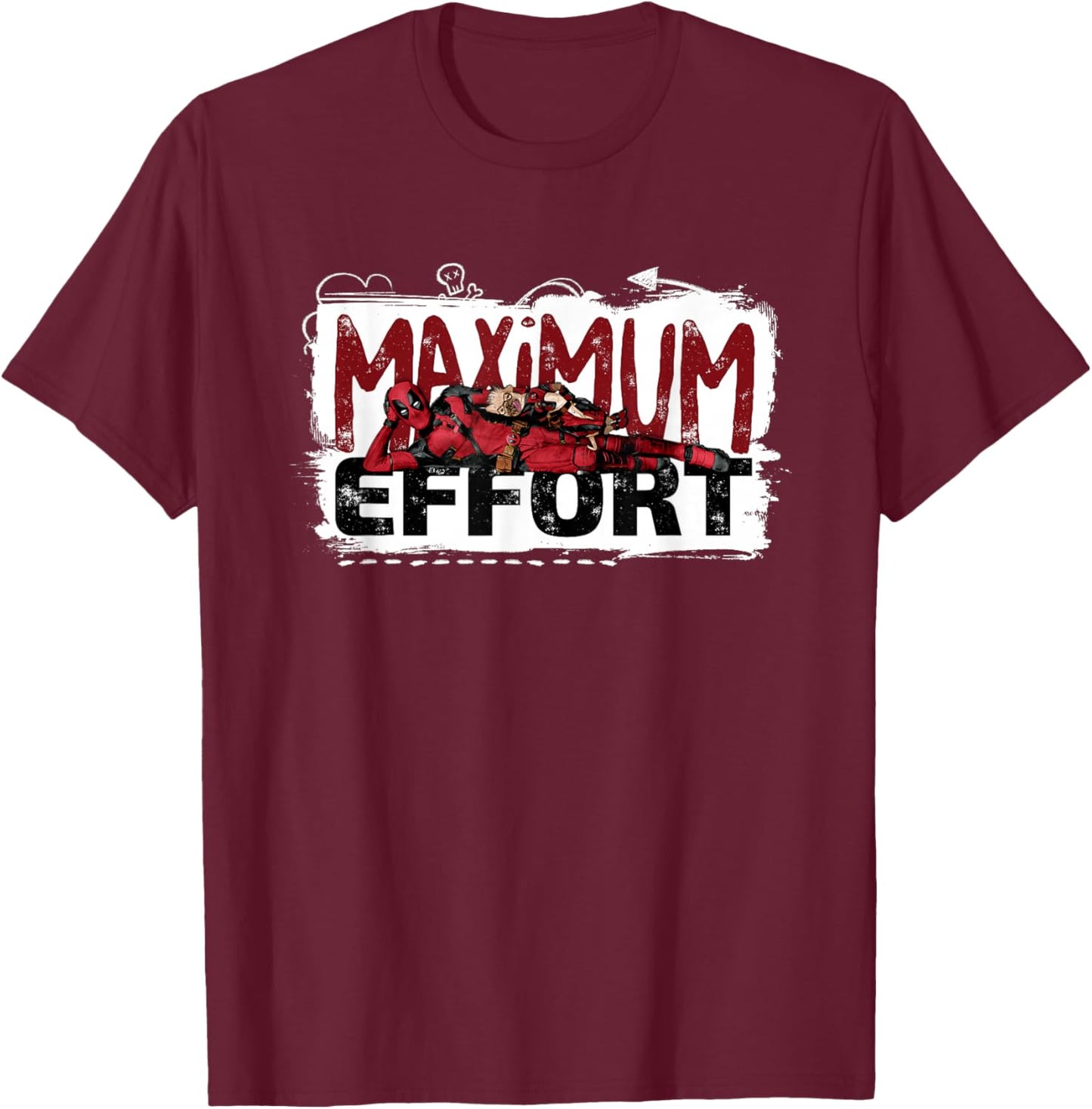 Marvel Studios Deadpool & Wolverine Dogpool Maximum Effort , Black, S T-Shirt - T-Shirt | Maroon