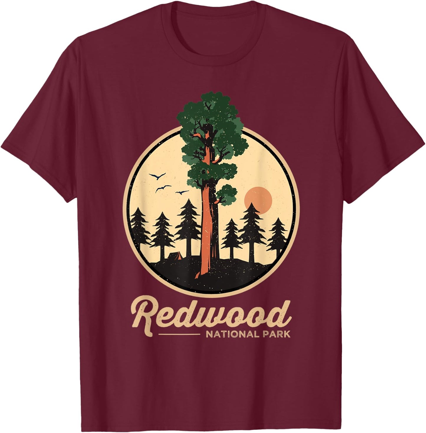 Redwood National Park Shirt California Vintage Redwood Tree T-Shirt - T-Shirt | Maroon