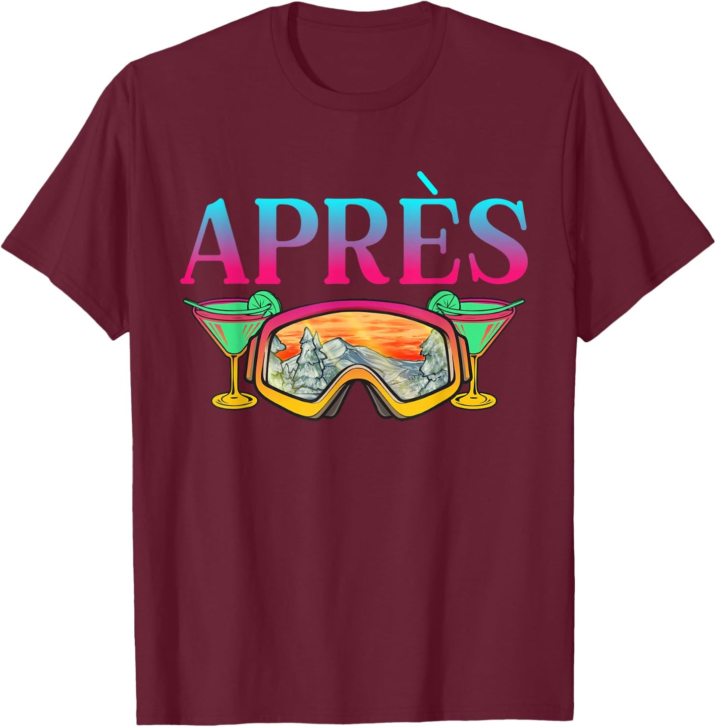 Ski 90s 80s Skiing Outfit Après Retro Skiing T-Shirt - T-Shirt | Maroon