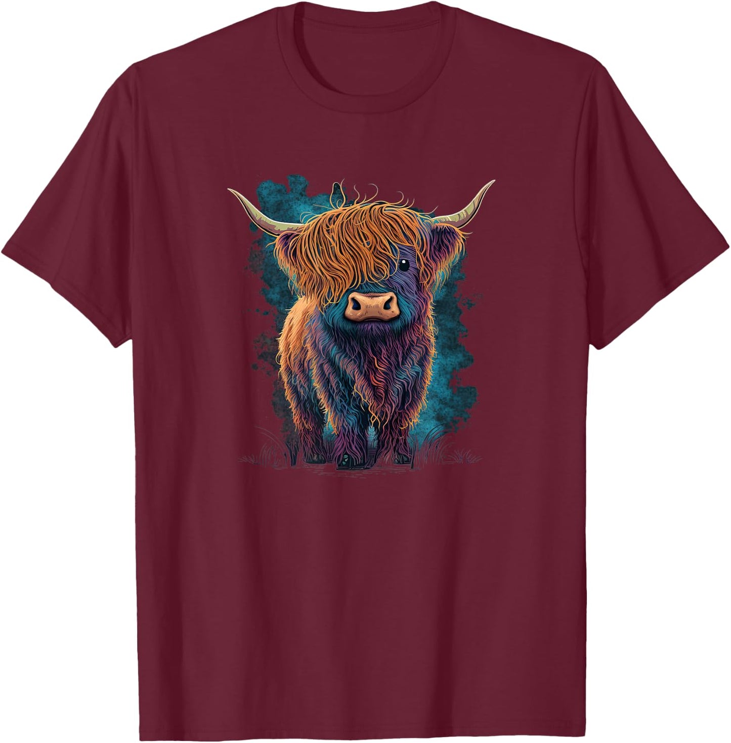 Cute Highland cattle Cow Funny Highland Cow T-Shirt - T-Shirt | Maroon