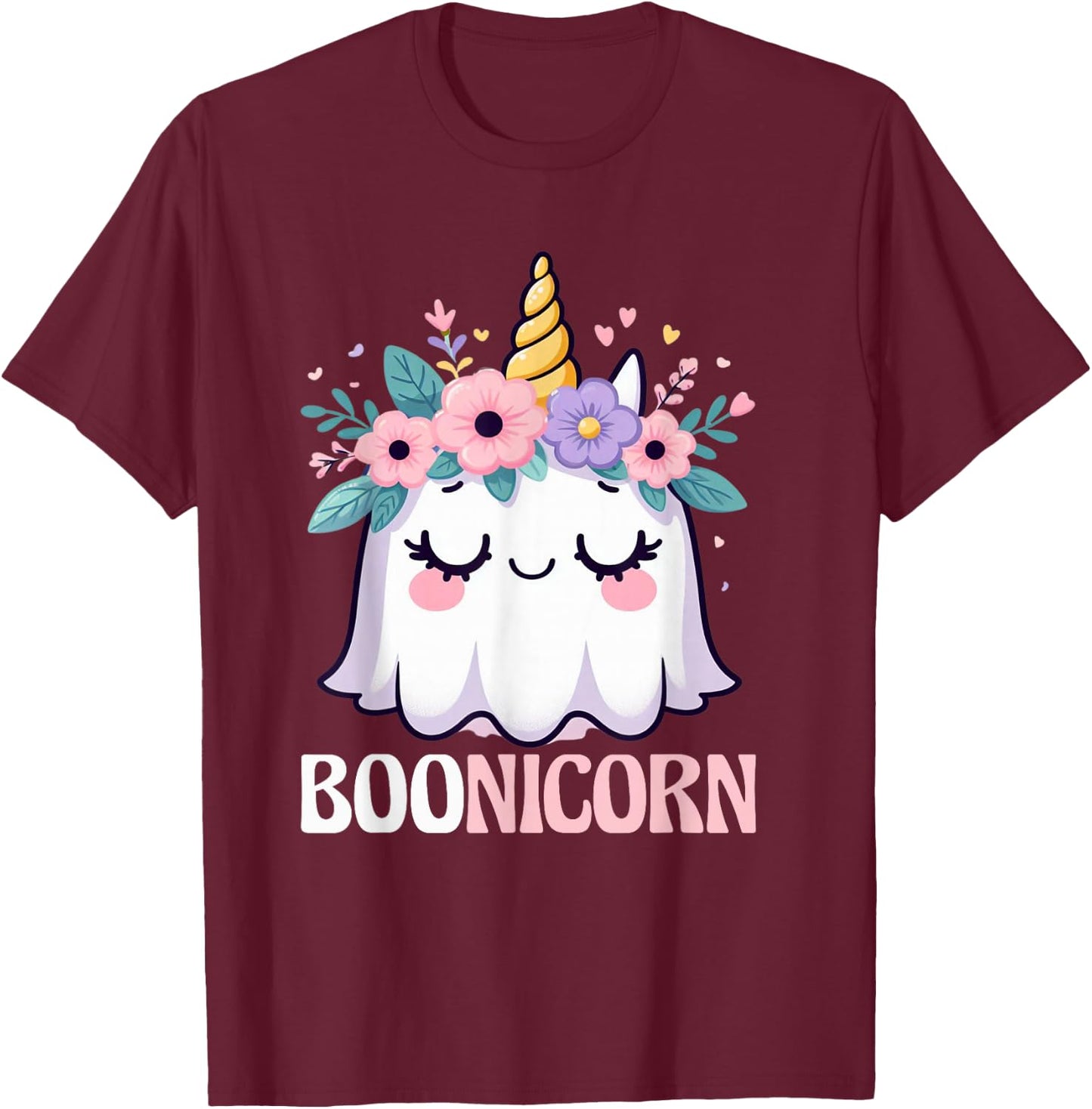 Boonicorn Unicorn Ghost, Unicorn Halloween for Girls T-Shirt - T-Shirt | Maroon