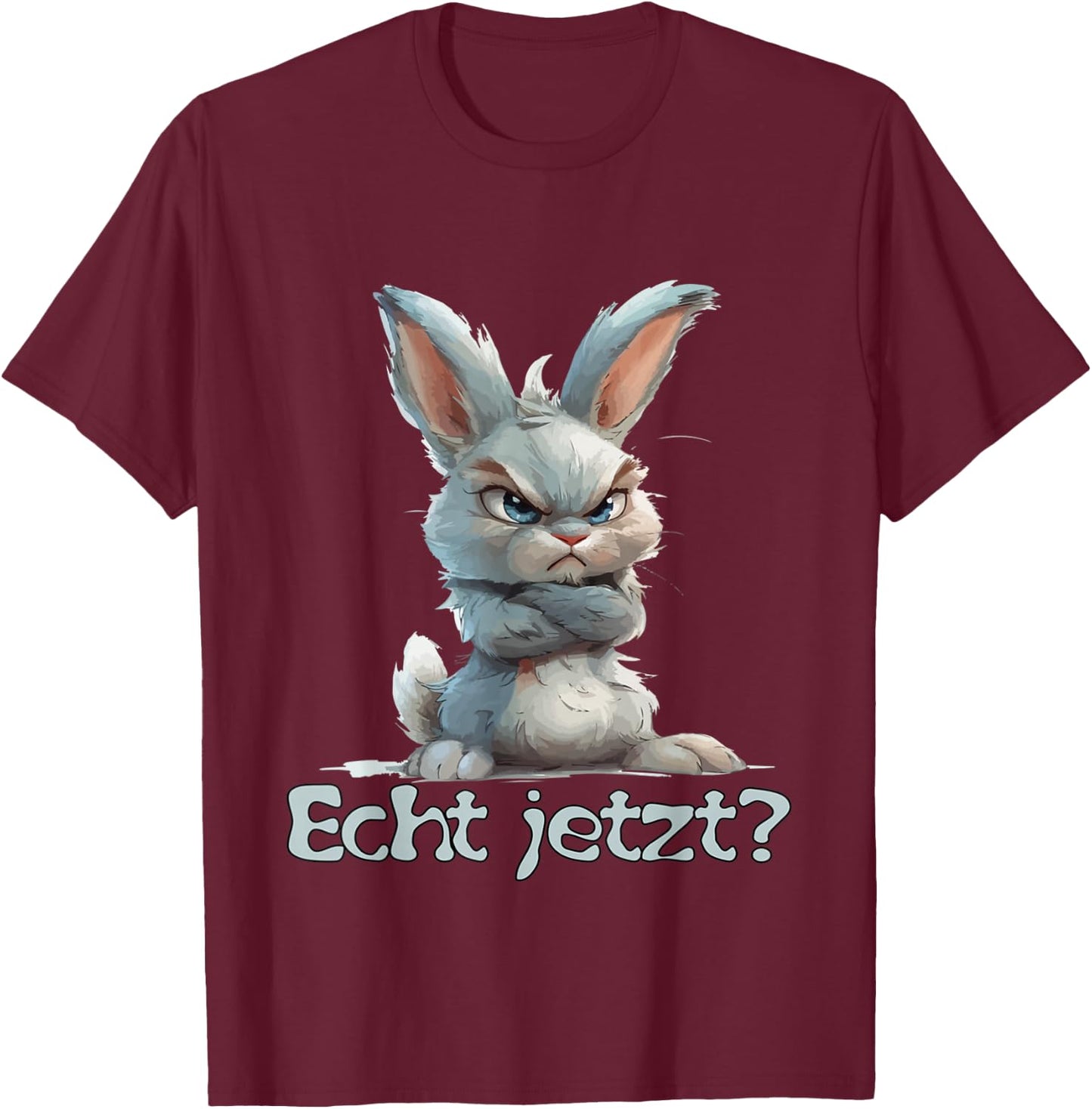 Funny Statement Rabbit I No Hare Real Now? , black T-Shirt - T-Shirt | Maroon