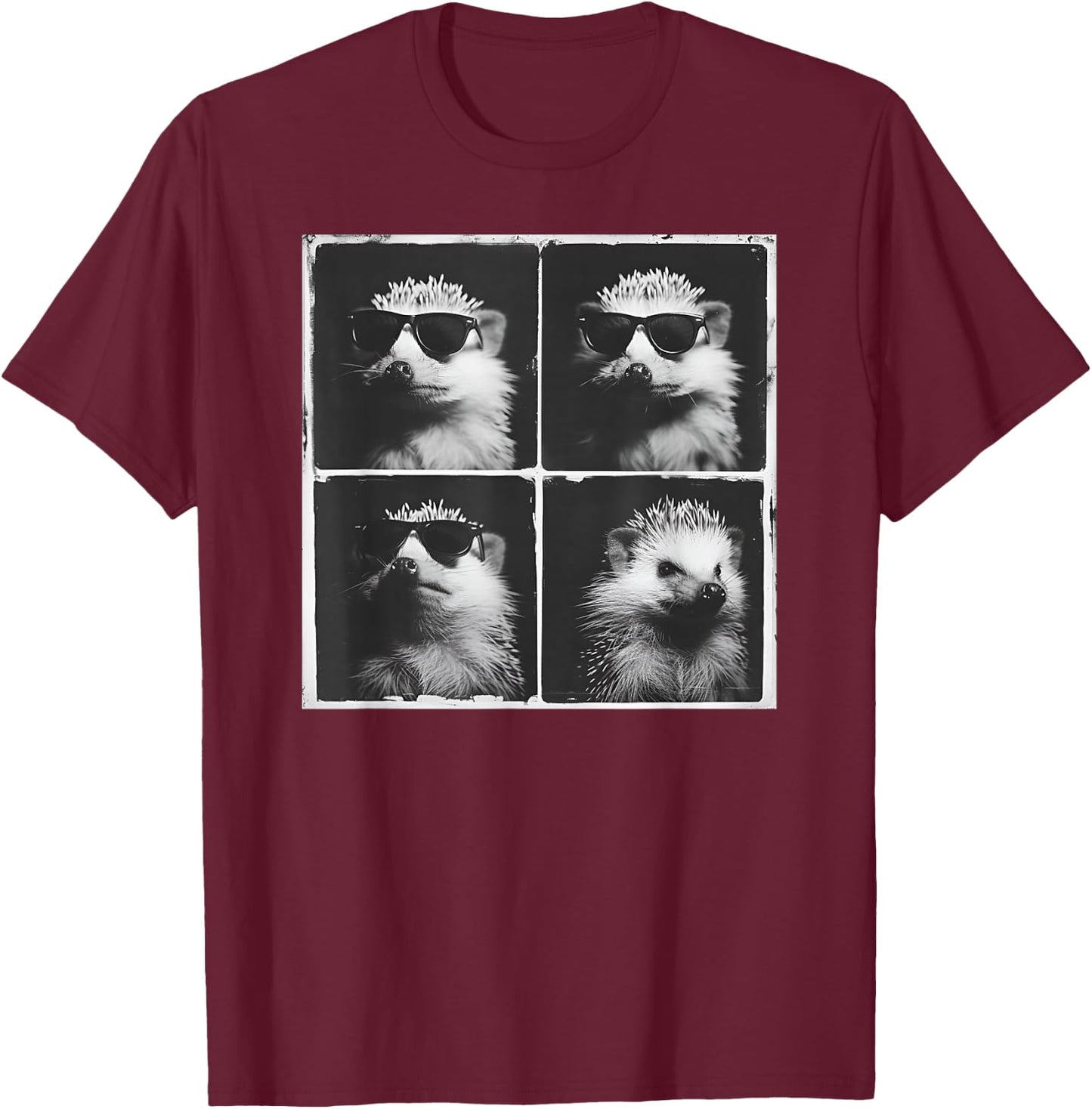 Cool Hedgehog Sunglasses Face Hedgie Photo Funny Animal T-Shirt - T-Shirt | Maroon