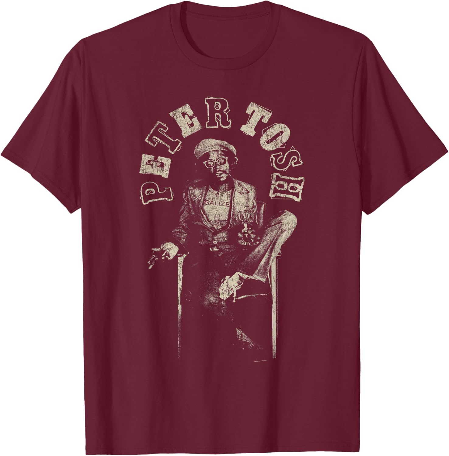 Peter Tosh Sitting in Chair Photo by Kim Gottleib Walker T-Shirt - T-Shirt | Maroon