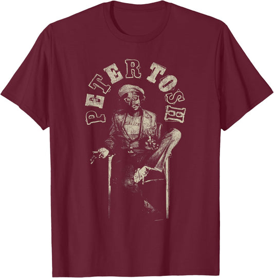 Peter Tosh Sitting in Chair Photo by Kim Gottleib Walker T-Shirt - T-Shirt | Maroon