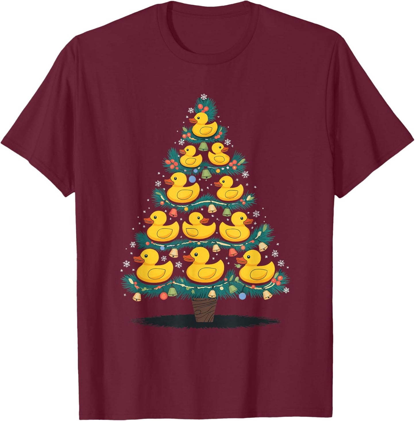Rubber Duck Christmas Tree - -Adults, -Kids - Black - Small - Short Sleeve T-Shirt - T-Shirt | Maroon