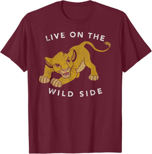 Disney The Lion King Simba Live On The Wild Side Portrait T-Shirt - T-Shirt | Maroon