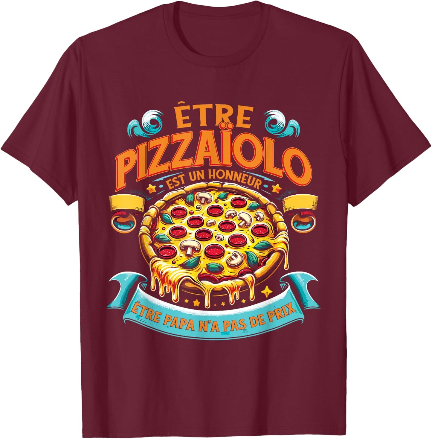 Pastry Chef Pizza Maker Funny , Black, S T-Shirt - T-Shirt | Maroon