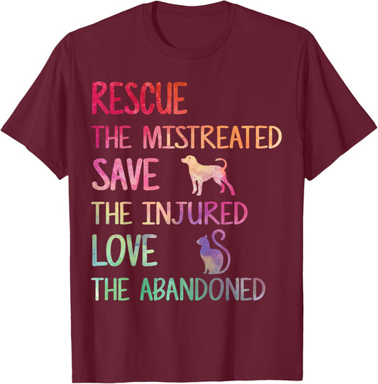 RESCUE SAVE LOVE PET Animal Shelter Volunteer Appreciation T-Shirt - T-Shirt | Maroon