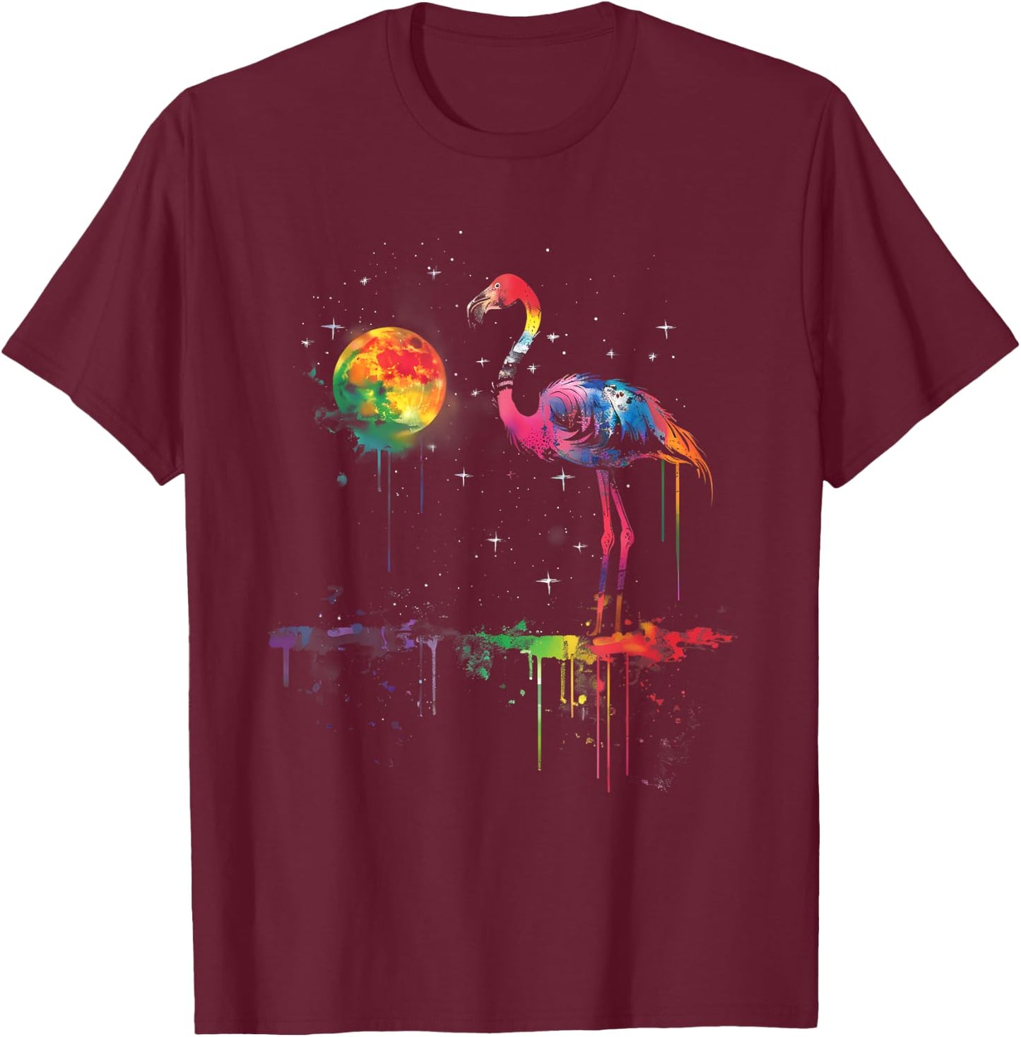 Flamingo Bird Colourful Artwork Splash Flamingo Lover T-Shirt - T-Shirt | Maroon