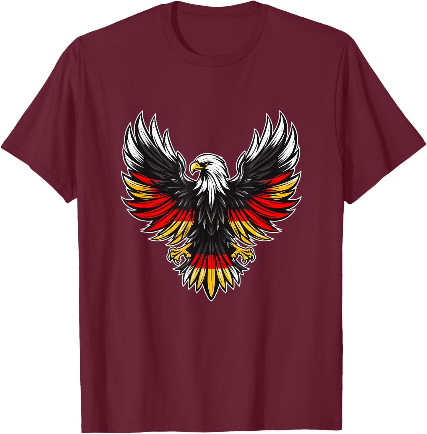 German Flag Eagle , Black, S T-Shirt - T-Shirt | Maroon
