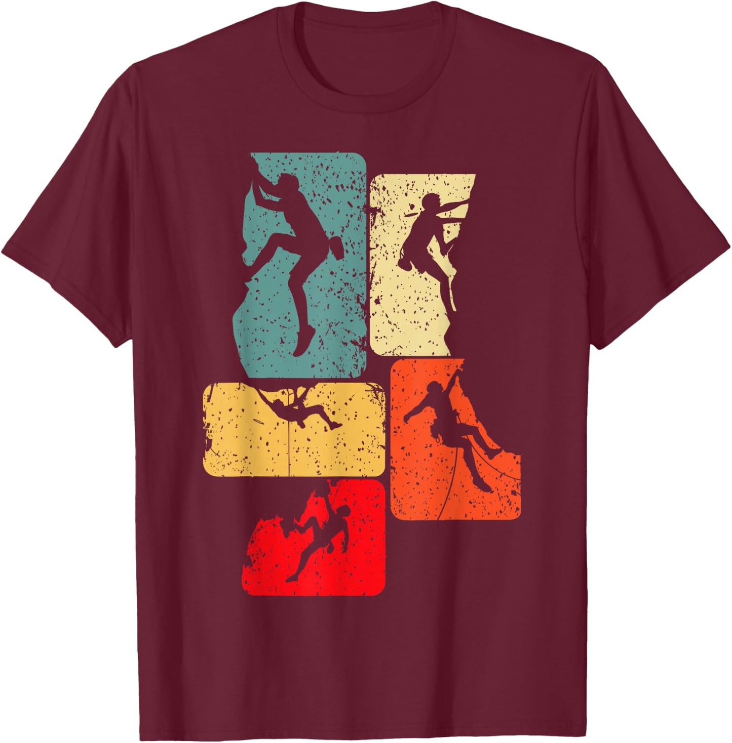 Climbing Climber Mountaineering Bouldering , black T-Shirt - T-Shirt | Maroon