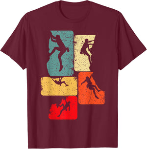 Climbing Climber Mountaineering Bouldering , black T-Shirt - T-Shirt | Maroon