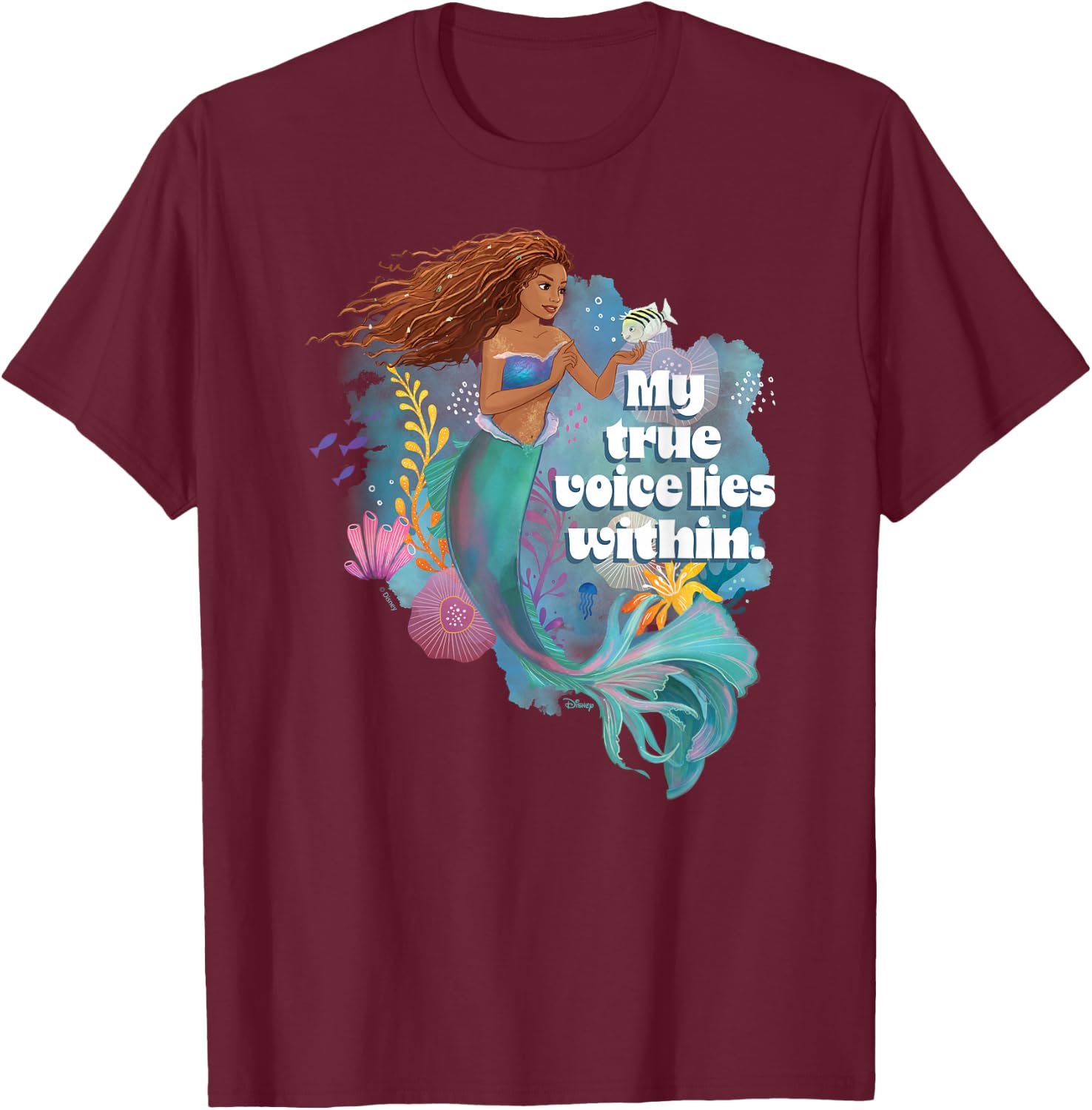 Little Mermaid - True Voice Lies Within T-Shirt - T-Shirt | Maroon