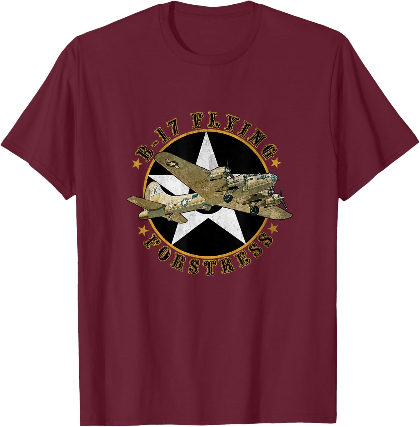 B-17 Flying Fortress WW2 B 17 Vintage Military Aircraft Papa T-Shirt - T-Shirt | Maroon