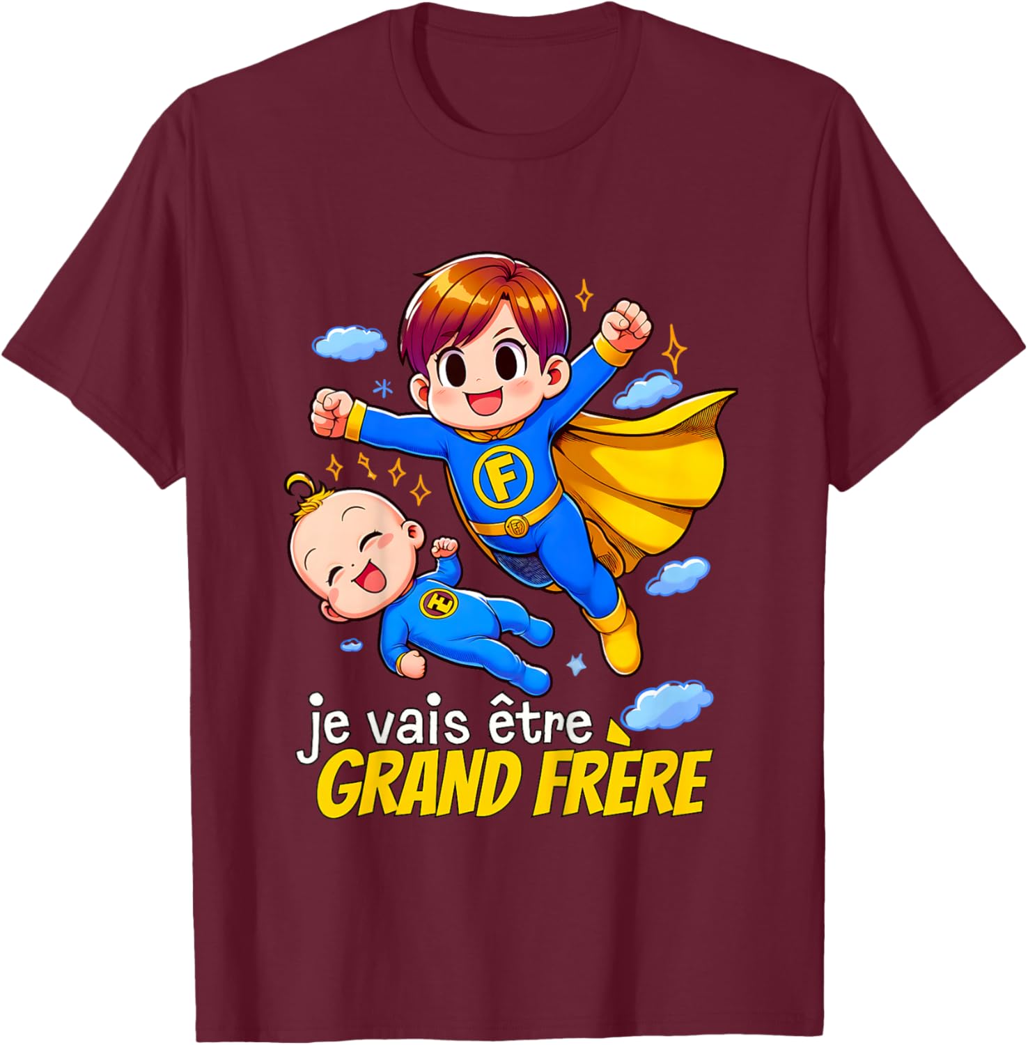 Kid Future Big Brother 2025 Gift Boys Super Big Brother , Black, 2 T-Shirt - T-Shirt | Maroon