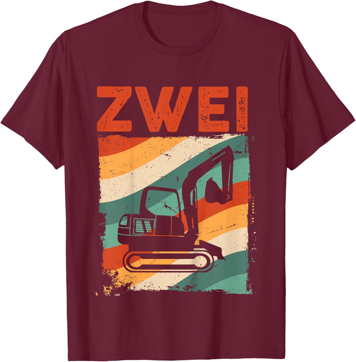 Bagger 2 Jahre | Baustelle | 2. Geburtstag Junge Bagger T-Shirt - T-Shirt | Maroon