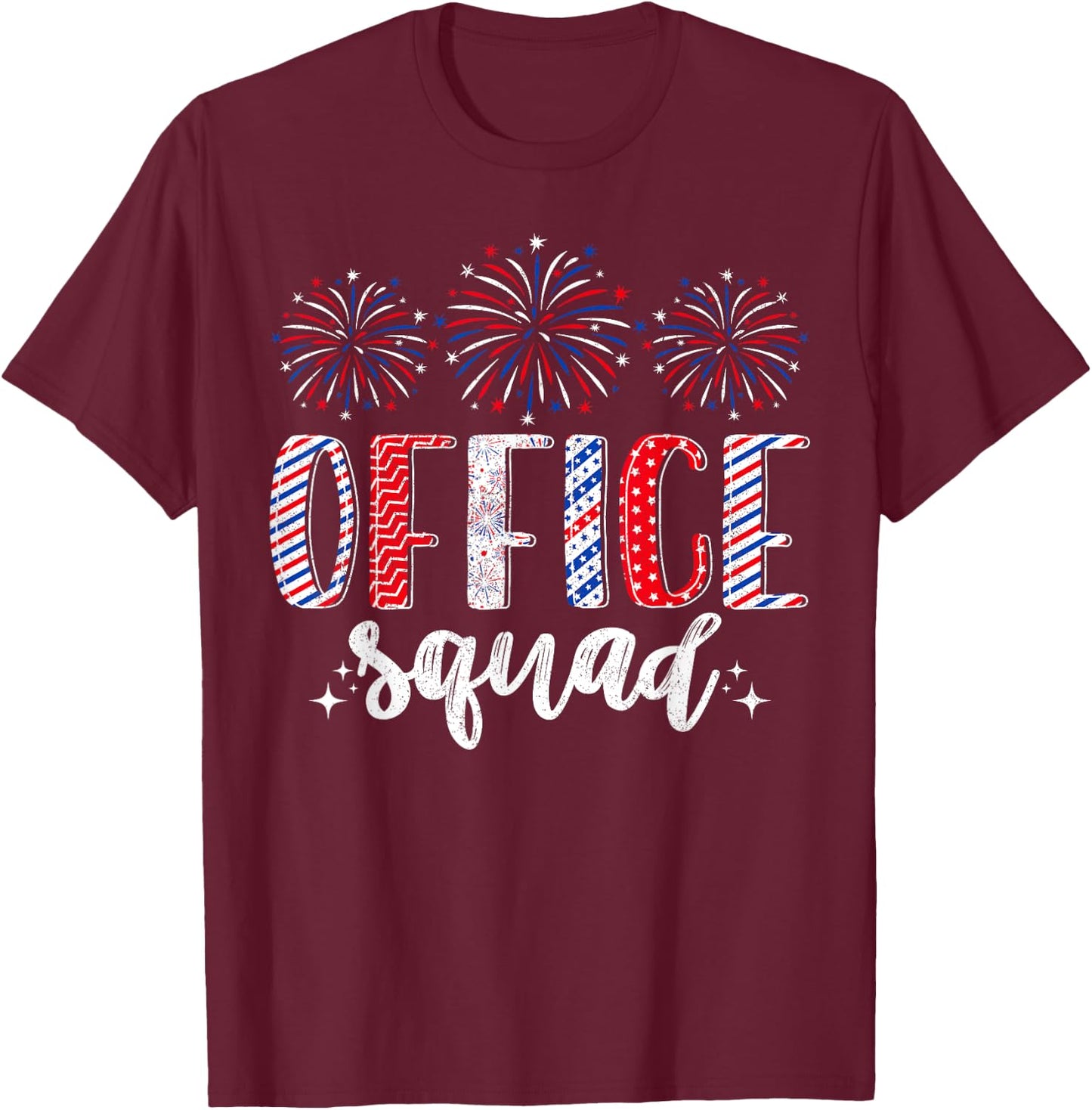 4th of July Patriotic Office Squad Men Women Matching T-Shirt - T-Shirt | Maroon
